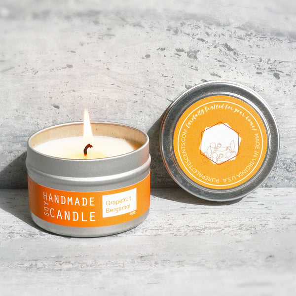 Grapefruit Bergamot Tin Candles