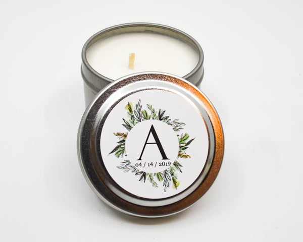 Wedding/Party Favors -  75 Two Ounces Travel Silver Tin Soy Candles Pattern A