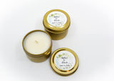 Wedding/Party Favors -  75 Two Ounces Travel Gold Tin Soy Candles Pattern B