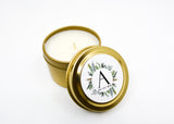 Wedding/Party Favors -  125 Two Ounces Travel Gold Tin Soy Candles Pattern A