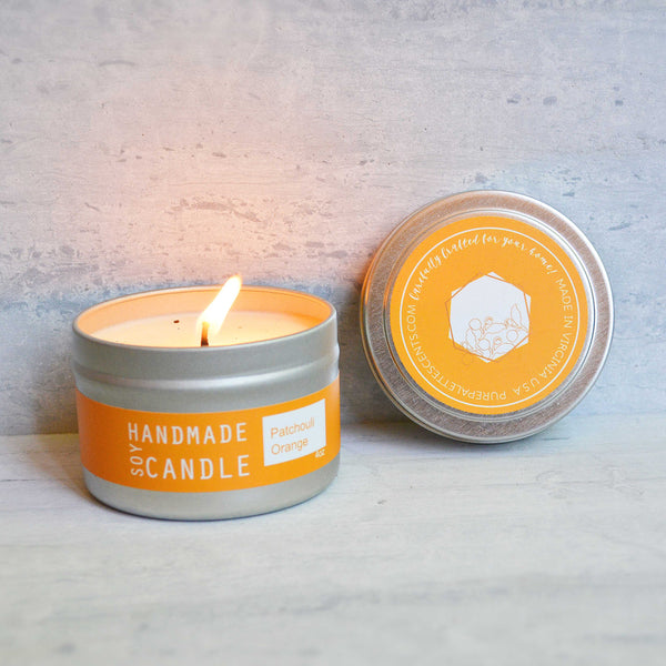 Patchouli Orange Tin Candles