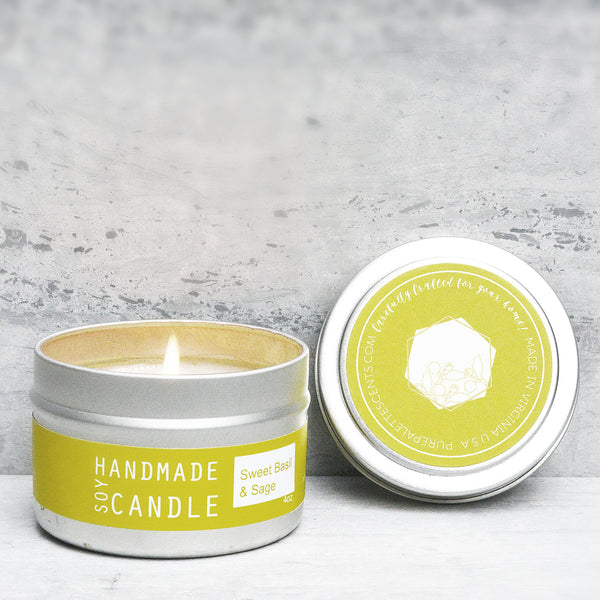 Sweet Basil Sage Tin Candles